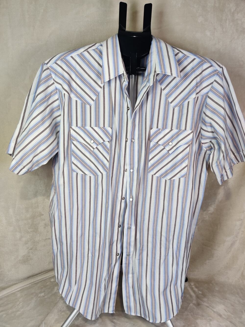 Vintage Plains Pearl Snap Western Men's Shirt Size Large Striped